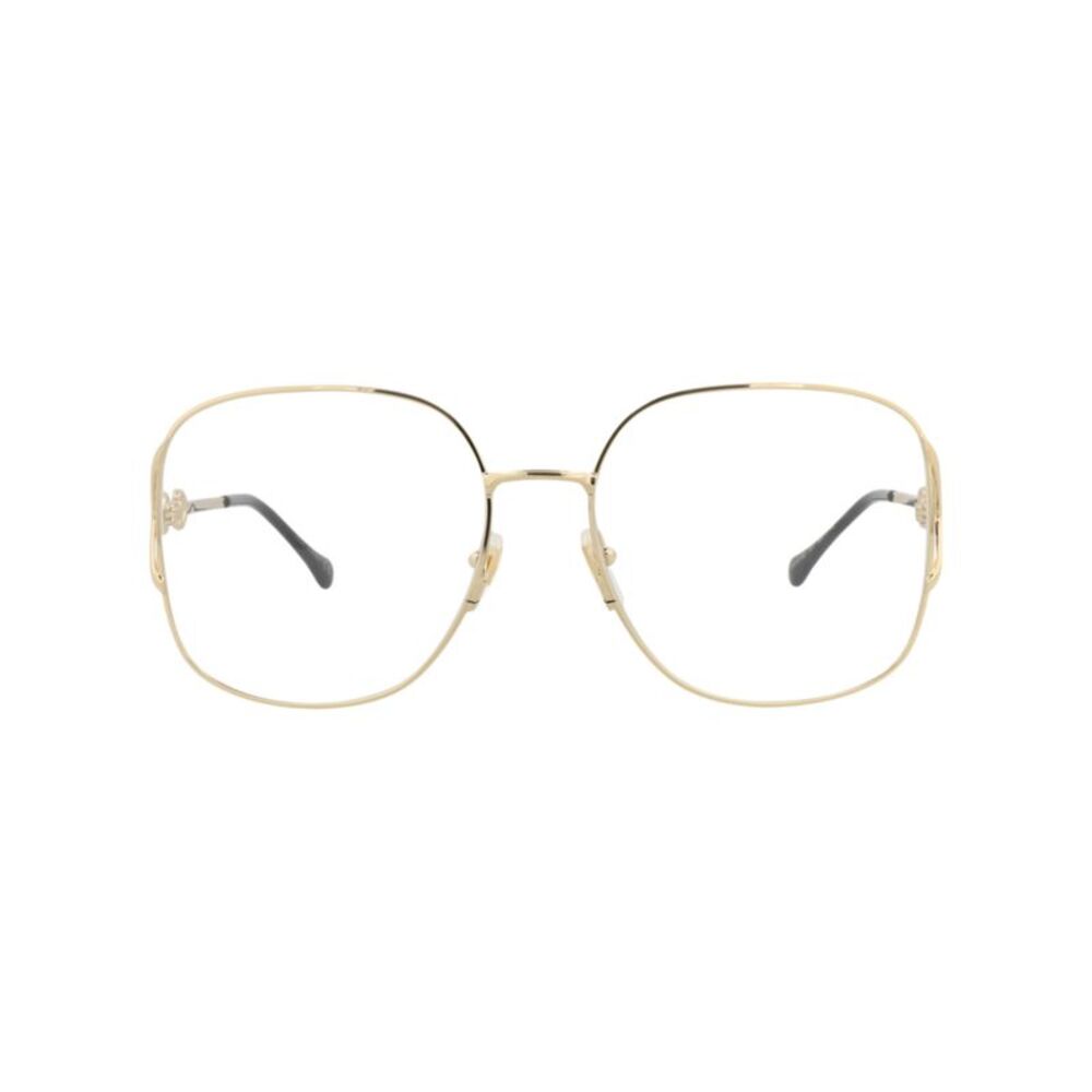 Gucci Square-Frame Metal Optical Frames Gold Womens